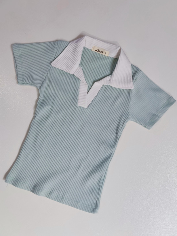پولوشرت یقه نارنگ ساده - Women's plain polo shirt with a two-tone collar