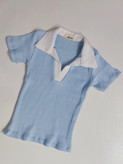 پولوشرت یقه نارنگ ساده - Women's plain polo shirt with a two-tone collar