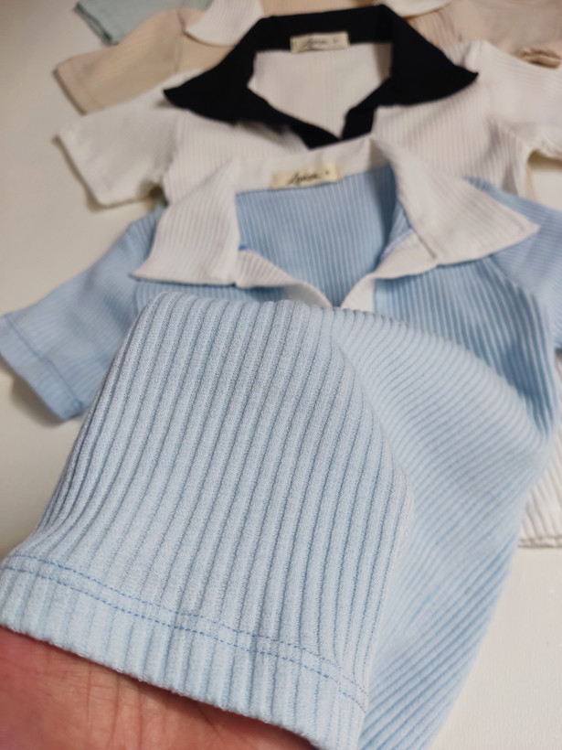پولوشرت یقه نارنگ ساده - Women's plain polo shirt with a two-tone collar