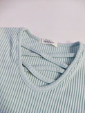 کراپ یقه هفت بند ضربدری - Criss-cross strap V-neck crop