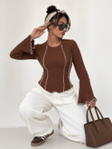 بلوز کثیف دوزی آستین کلوش ـ bell-sleeve blouse
