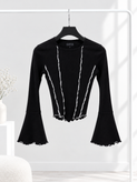 بلوز کثیف دوزی آستین کلوش ـ bell-sleeve blouse