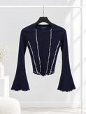 بلوز کثیف دوزی آستین کلوش ـ bell-sleeve blouse
